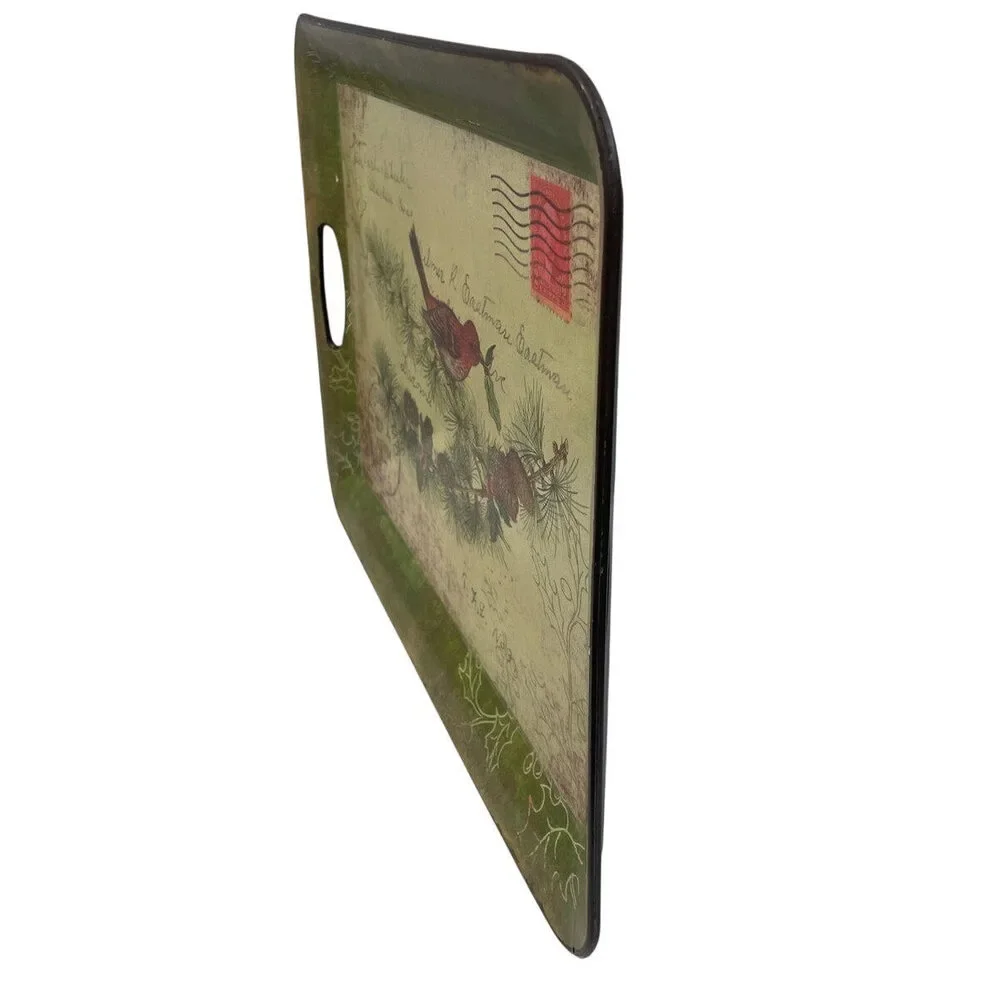 Creative Co-op Vintage 1913 Postcard Postage Stamp Style Cardinal Plastic Tray - Picture 3 of 5